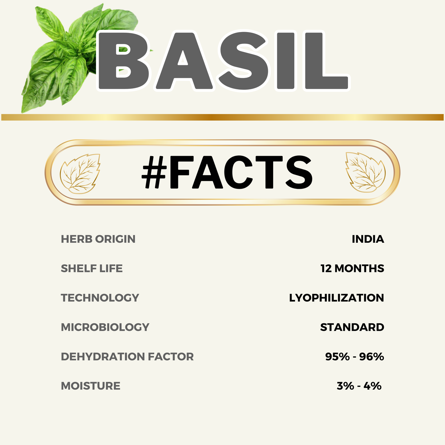SWEET BASIL HERB || Freeze Dried | Extremely-Light | Medium to Large Flake Size | Experience Deep Aroma & Delicate Sweet Herb Flavour