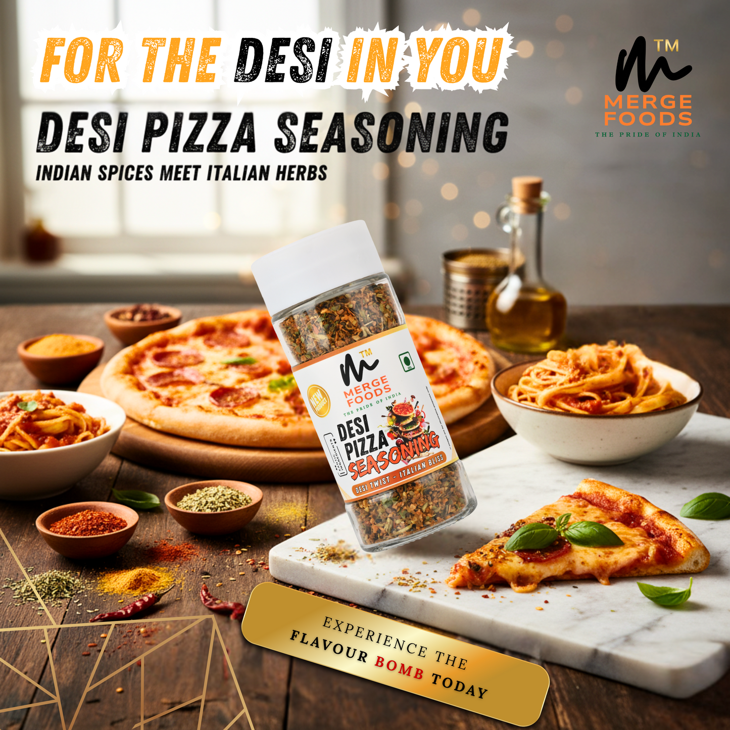 DESI PIZZA SEASONING || MERGE FOODS | Desi Twist with an Italian Bliss | Warmth of Indian Spices, Culinary of Exotic Italian Flavor's